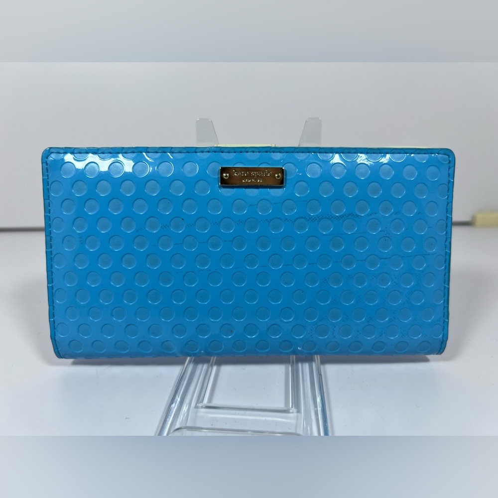 kate spade Blue Patent Polka Dot Continental Wallet